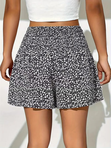 Short met hoge taille en bloemenpatroon