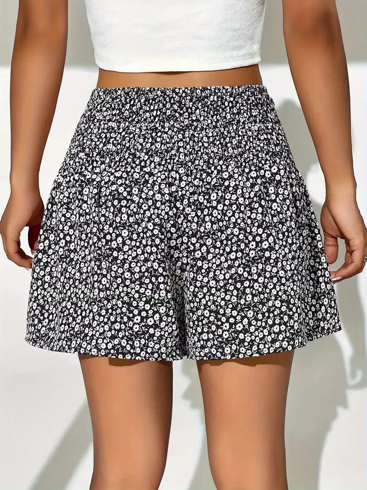 Short met hoge taille en bloemenpatroon