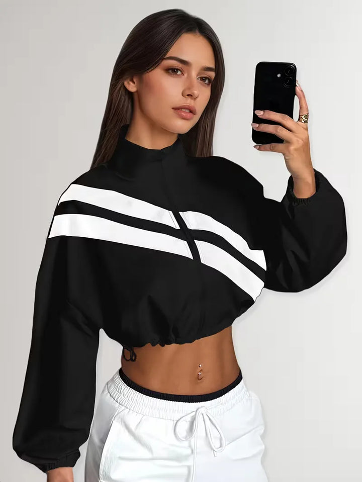 Track jacket met elastische manchetten