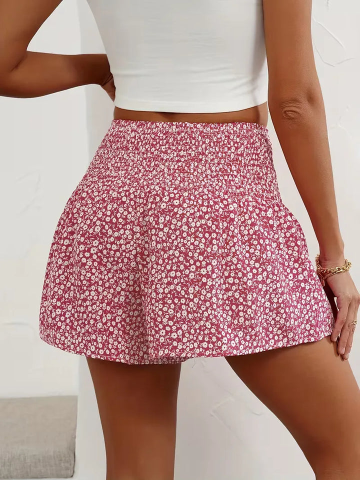 Short met hoge taille en bloemenpatroon