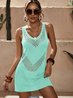 Beach cover-up met cut-out details