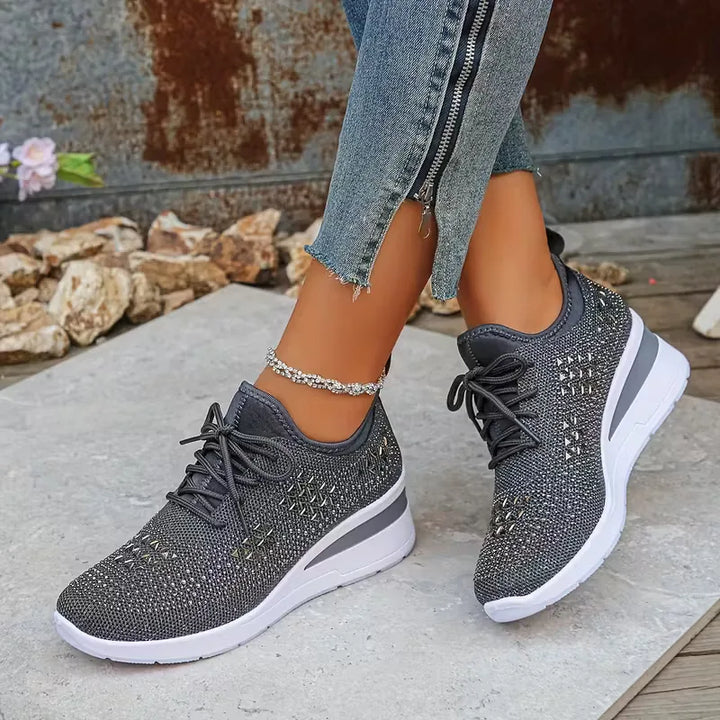 Platform sneakers met gebreide bovenkant