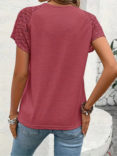 T-shirt met kantdetails korte mouw