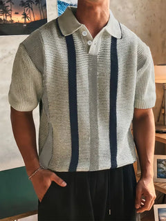 Polo met V-neck en korte mouw