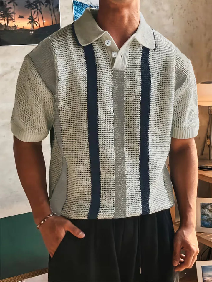 Polo met V-neck en korte mouw