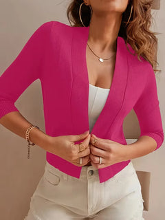 Paarse open-front cardigan 3/4 mouwen