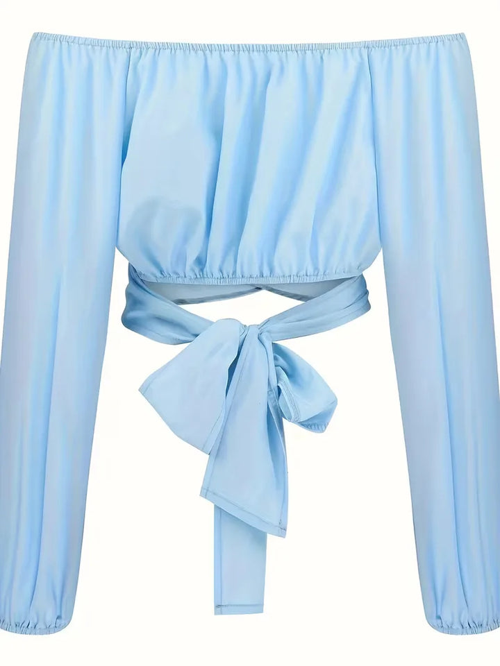 Off shoulder blouse met strik