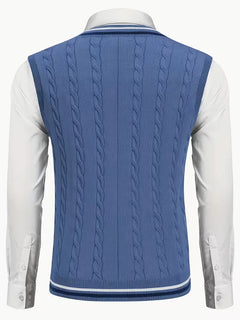 Mouwloos gebreid vest met V-hals