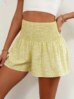 Short met hoge taille en bloemenpatroon