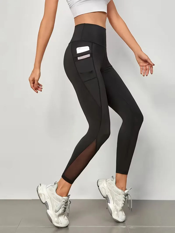 Legging met hoge taille en mesh panelen