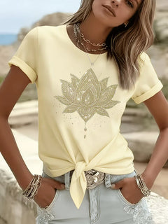 T-shirt met lotus bloemenprint