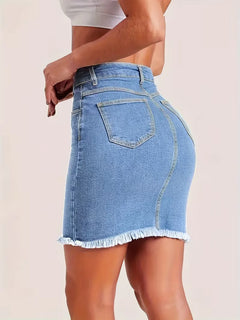 Denim rok met hoge taille