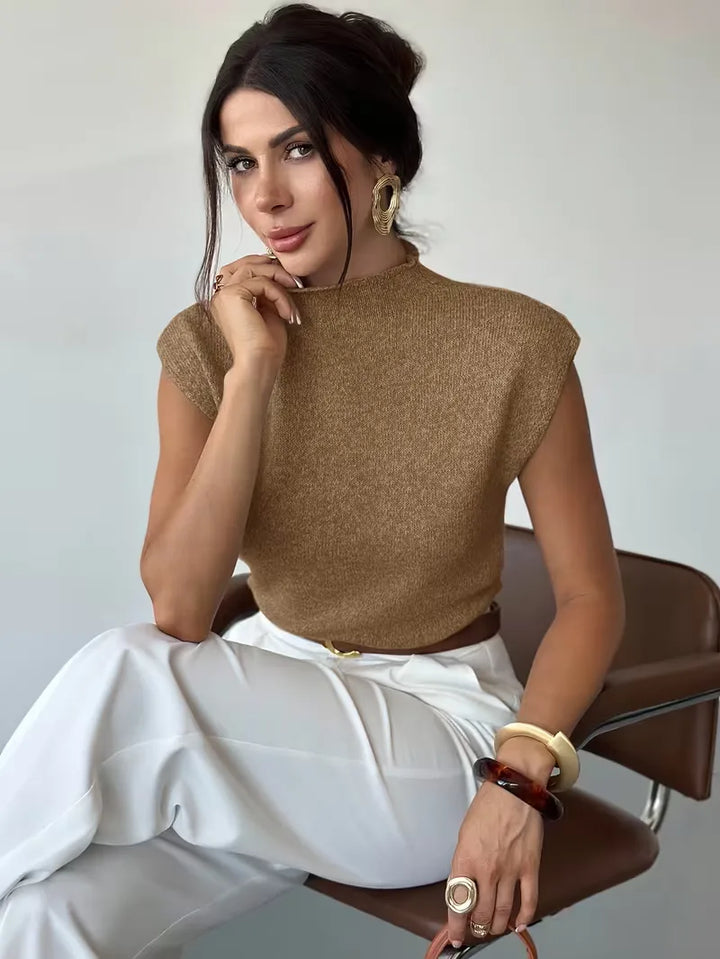 Mouwloos vest met mock neck