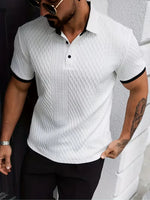 Polo met V-neck en jacquard patroon