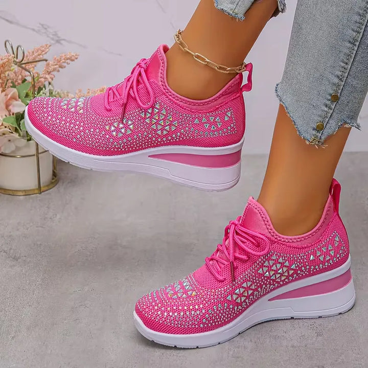Platform sneakers met gebreide bovenkant