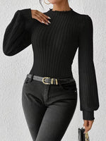 Bodysuit met rib-knit en lange mouwen