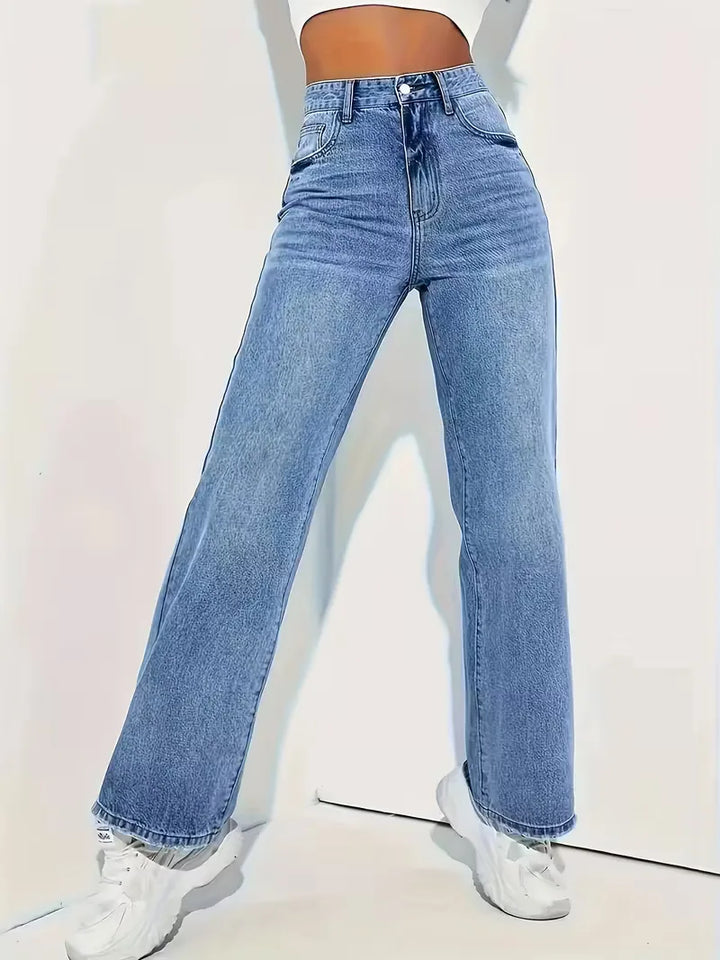 Straight jeans met hoge taille