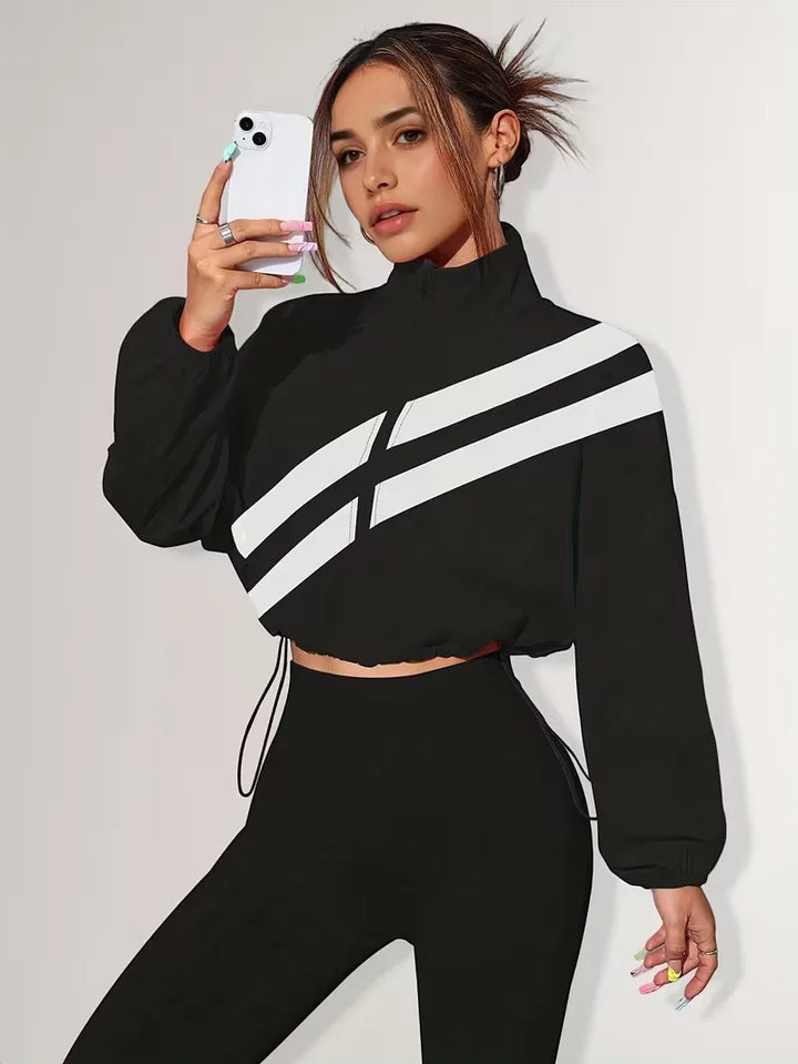 Track jacket met elastische manchetten