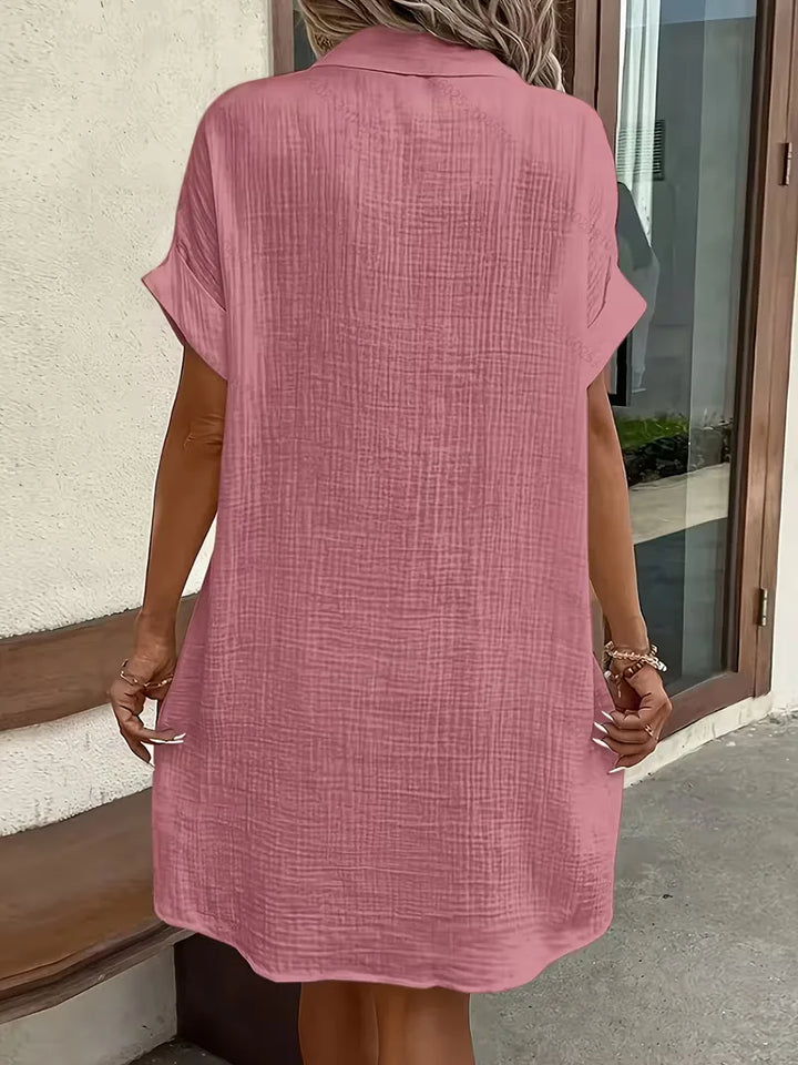 Overhemdjurk met V-neck en korte mouwen