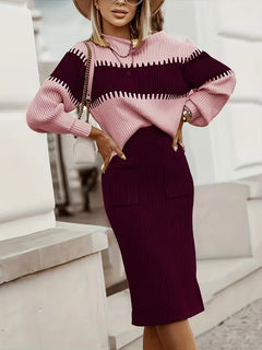 Tweedelige set met ribbed textuur
