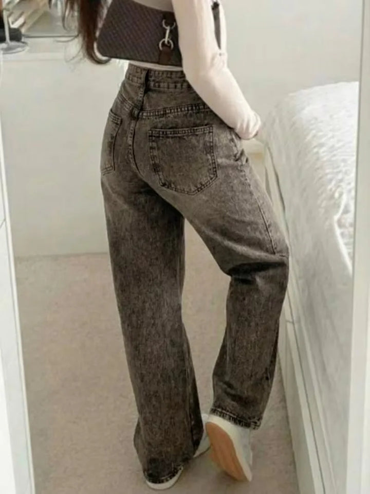 Straight jeans met mid-rise