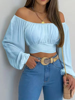 Off shoulder blouse met strik