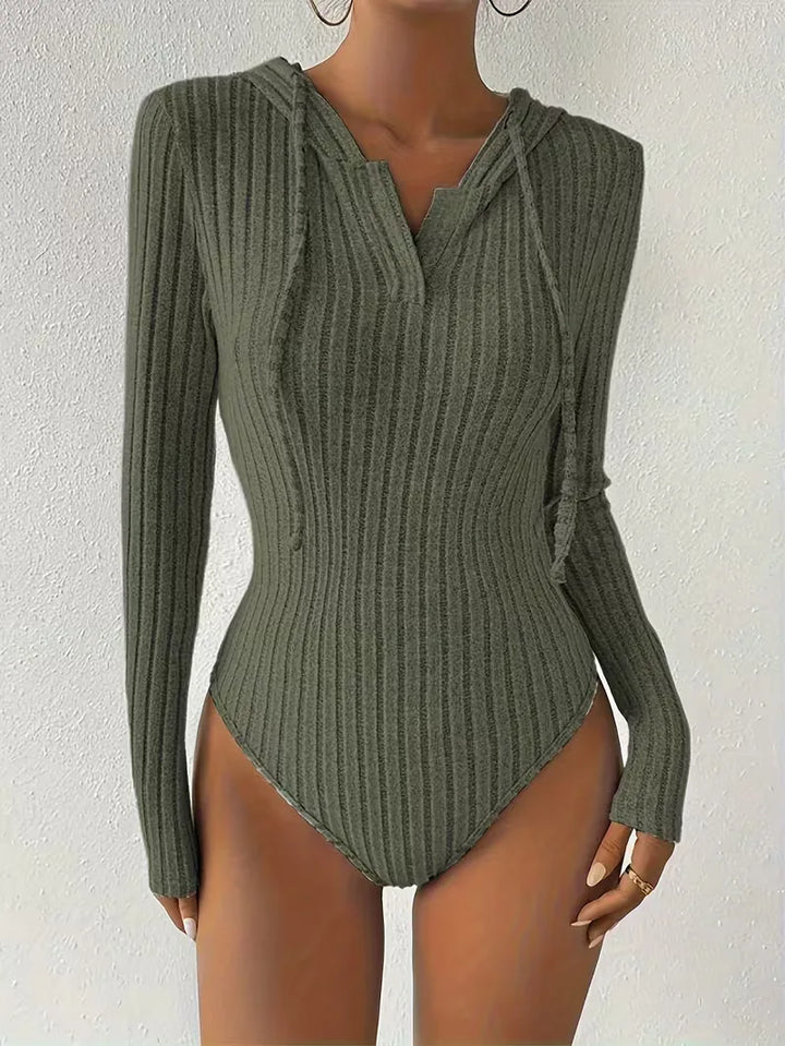 Bodysuit met capuchon en lange mouwen