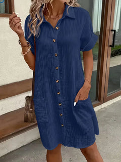 Overhemdjurk met V-neck en korte mouwen