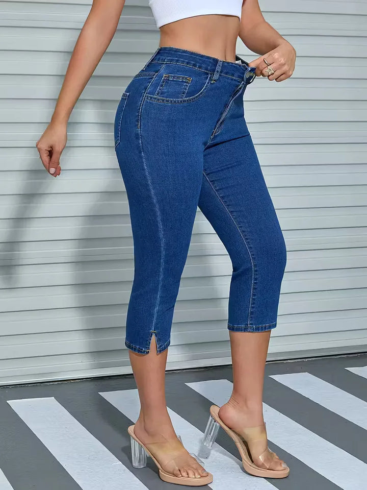 Skinny jeans met split hem