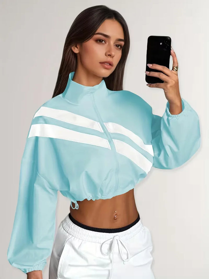Track jacket met elastische manchetten