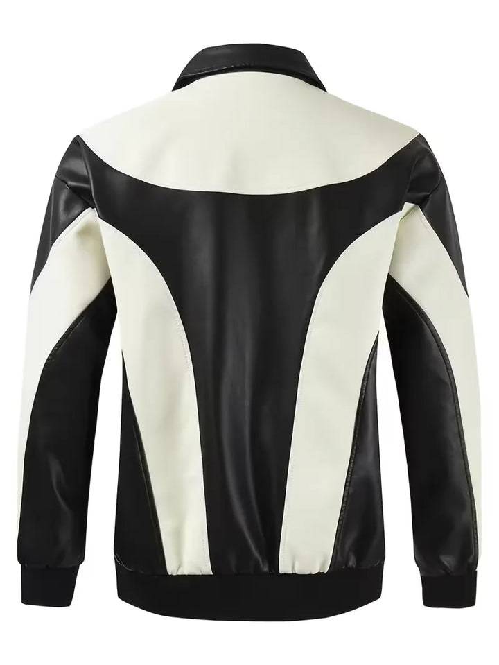 Leren jassen met color block patroon