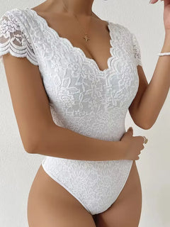 Kant bodysuit met V-hals