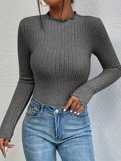 Longsleeve met mock neckline