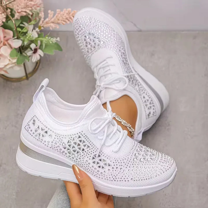 Platform sneakers met gebreide bovenkant