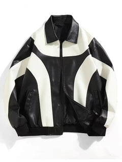 Leren jassen met color block patroon