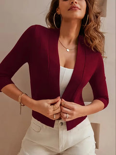 Paarse open-front cardigan 3/4 mouwen