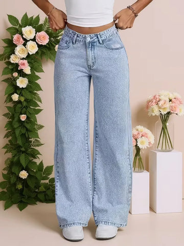 Wide leg jeans met hoge taille
