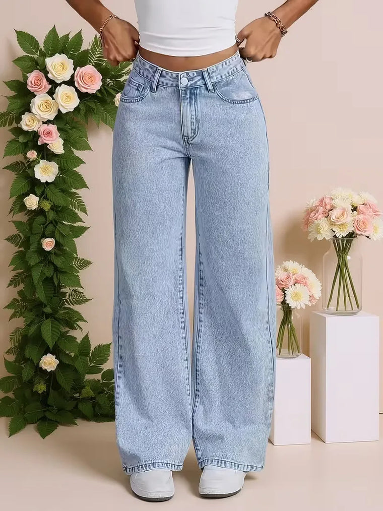 Wide leg jeans met hoge taille