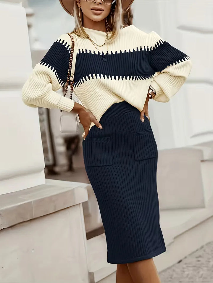 Tweedelige set met ribbed textuur