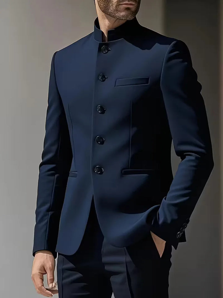 Blazer slim fit met mandarin collar