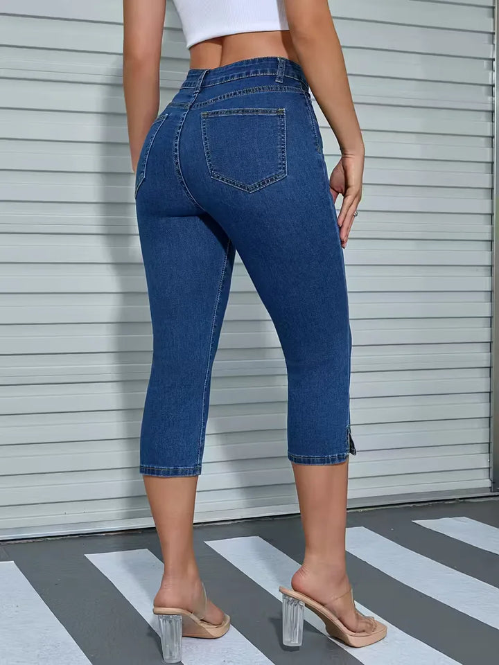 Skinny jeans met split hem