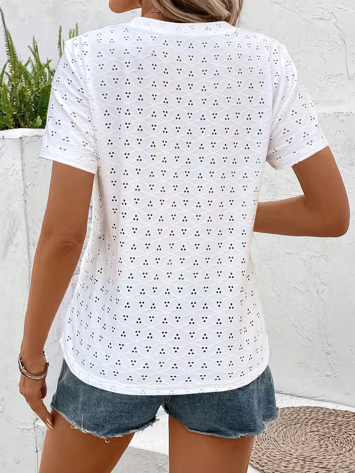 T-shirt met eyelet patroon
