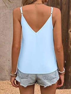 Tanktop met V-hals en scallop trim