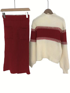 Tweedelige set met ribbed textuur