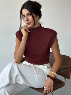 Mouwloos vest met mock neck