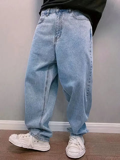 Loose fit jeans met mid-rise