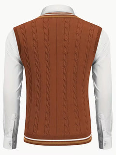 Mouwloos gebreid vest met V-hals
