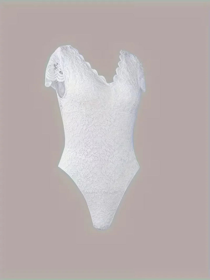 Kant bodysuit met V-hals