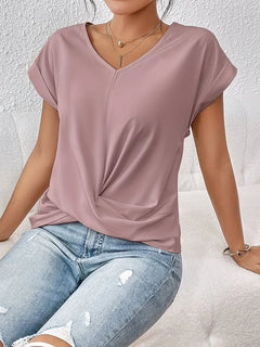 V-hals T-shirt met draped front