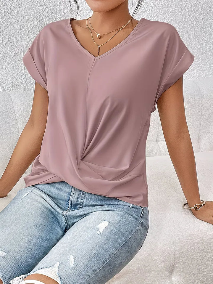 V-hals T-shirt met draped front